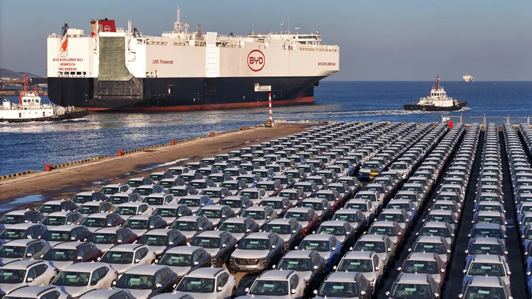 Lead image from Rest of World's report on BYD's expanding car-carrier fleet.