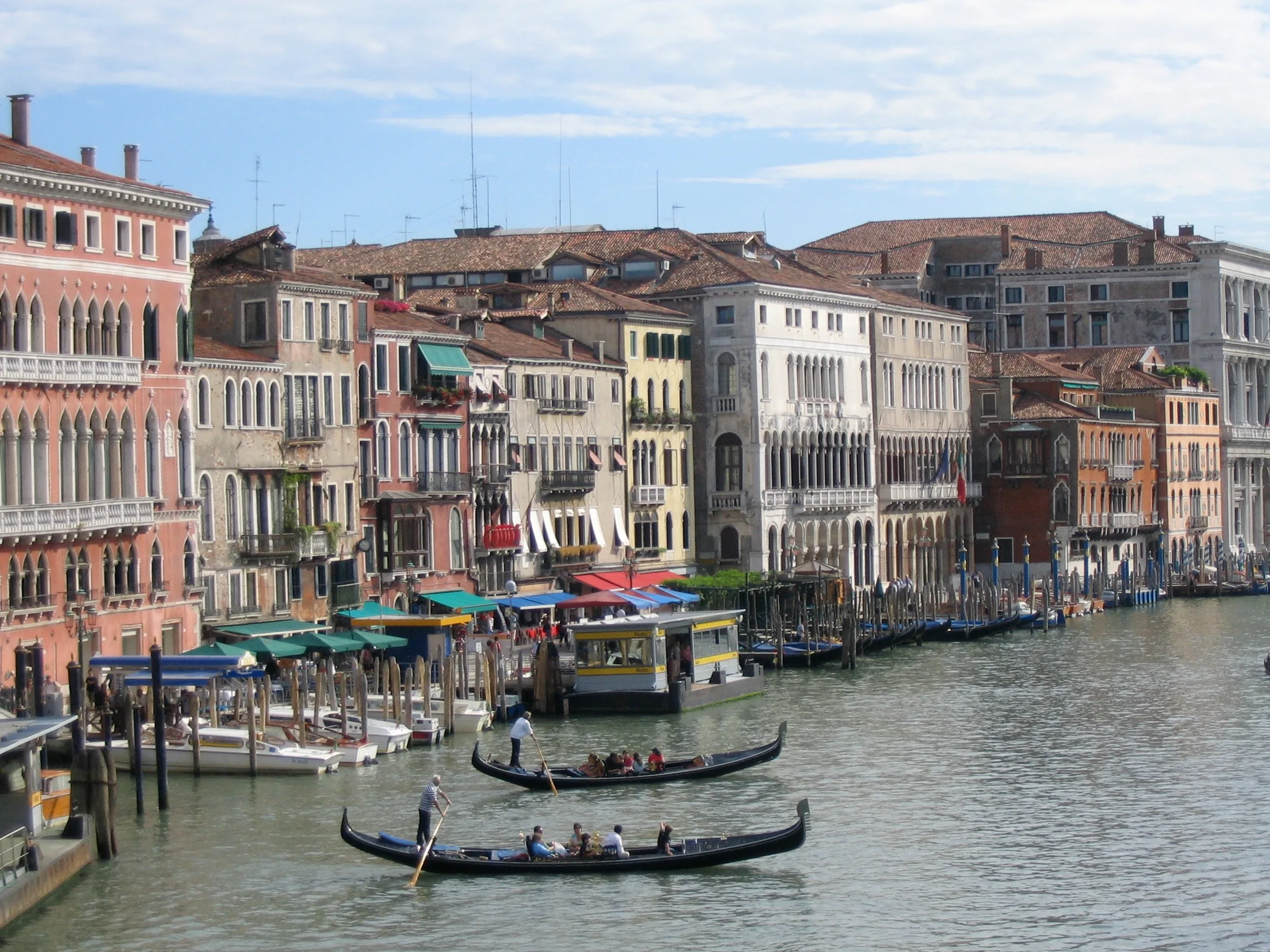 Venice canal buildings and gondolas in daylight.